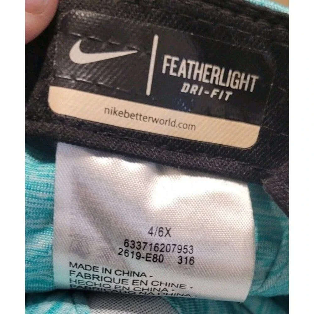 Girls 4-6x Nike Swoosh Dri-Fit Ponytail Slit Cap Hat Blue/Green Featherlight